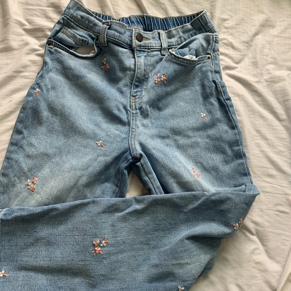 Cat & Jack Blue Straight Leg Jeans with Embroidery